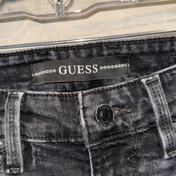 GUESS Men's Distressed Black Denim Shorts slim size 31 stretch - Picture 2 of 4